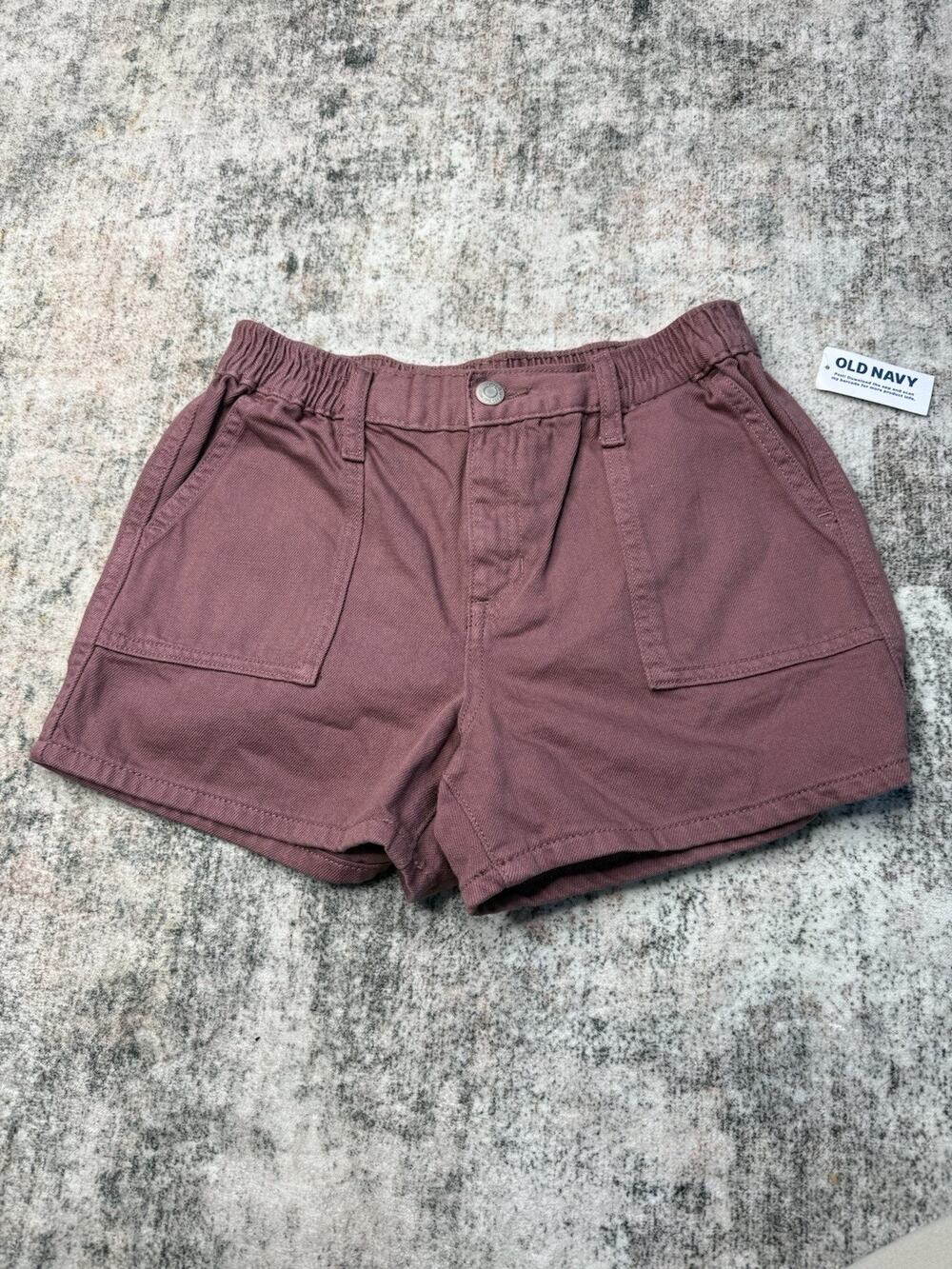 Old Navy Girls Sz 12 Mauve Pink Elastic Waist Chino Shorts 3" Inseam Pockets NWT
